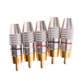 Maxbell 2x5X RCA Plug Male Solderless Gold Plated Audio Video Adapter Connector