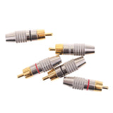 Maxbell 2x5X RCA Plug Male Solderless Gold Plated Audio Video Adapter Connector