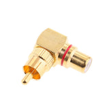 Maxbell 6x2x Right Angle RCA Adaptor Plug Male to Female 90 Degrees Gold Plated