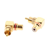 Maxbell 6x2x Right Angle RCA Adaptor Plug Male to Female 90 Degrees Gold Plated