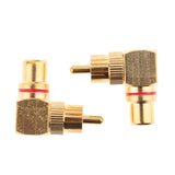 Maxbell 2x2x Right Angle RCA Adaptor Plug Male to Female 90 Degrees Gold Plated
