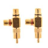 2pieces RCA Plug 1 Male to 2 RCA Socket Female Connector Adaptor Gold Plated