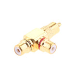 2pieces RCA Plug 1 Male to 2 RCA Socket Female Connector Adaptor Gold Plated