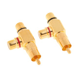 2pieces RCA Plug 1 Male to 2 RCA Socket Female Connector Adaptor Gold Plated