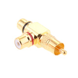 2pieces RCA Plug 1 Male to 2 RCA Socket Female Connector Adaptor Gold Plated