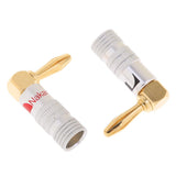 Maxbell 3x2 Pieces L Shape 4mm Audio Speaker Jack Connector Banana Plug Adaptor