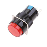 Maxbell 2x16mm DC 12V Momentary Latching Push Button Self-Lock LED Light Switch Red