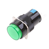 Maxbell 2x16mm DC 12V Momentary Latching Push Button Self-Lock LED Light Switch Green