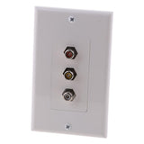 Maxbell 2xCable Decoration Wall Plate Insert 3 RCA Couplers Female,Red/White/Yellow US