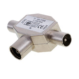 Maxbell 3x2 Pieces TV Aerial Metal Coaxial Signal Splitter 2 Way 1 Female to 2 Male