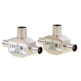 Maxbell 3x2 Pieces TV Aerial Metal Coaxial Signal Splitter 2 Way 1 Female to 2 Male