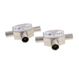 Maxbell 2x2 Pieces TV Aerial Metal Coaxial Signal Splitter 2 Way 1 Female to 2 Male