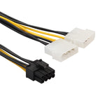 Maxbell 4x8 Pin (6+2) Female to Dual 4 Pin Male Graphics Card Power Cable Lead Adapter