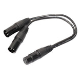 Maxbell 3x3 Pin XLR Audio Cable Female to 2 Male Y Splitter Adapter 1ft black