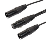 Maxbell 3x3 Pin XLR Audio Cable Female to 2 Male Y Splitter Adapter 1ft black