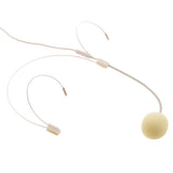 Maxbell 3xDouble Ear Hook Wired Headset Headworn Microphone Beige 3.5mm Right Angle