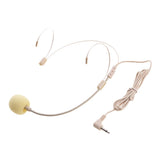 Maxbell 2xDouble Ear Hook Wired Headset Headworn Microphone Beige 3.5mm Right Angle