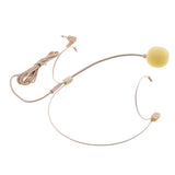 Maxbell 2xDouble Ear Hook Wired Headset Headworn Microphone Beige 3.5mm Right Angle