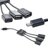 Maxbell 2x3in1 Male to Female Micro USB2.0 Power Charging Host OTG Hub Cable Adapter