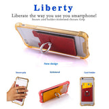 Maxbell 2 Pcs PU Leather Cell Phone Card Holder with Ring Stand Sticker Adhesive