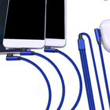 Maxbell 59" 3 in 1 Multi USB Charger Cable Adapter for iPhone Android Huawei Black