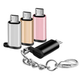Maxbell 3xType C Adapter with Keychain Charger to Micro USB Converter Connector Silver