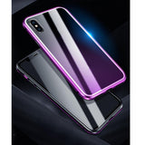 Maxbell For iPhone X/XS Case,Magnetic Adsorption Case Ultra Slim Metal Frame Tempered Glass with Built-in Magnet Flip Cover for Apple iPhone X/XS 5.8inch - Aladdin Shoppers