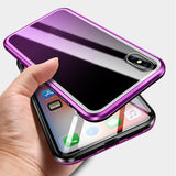 Maxbell For iPhone X/XS Case,Magnetic Adsorption Case Ultra Slim Metal Frame Tempered Glass with Built-in Magnet Flip Cover for Apple iPhone X/XS 5.8inch - Aladdin Shoppers