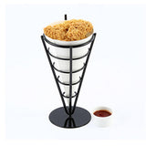 Maxbell  Chip Stand Holder French Fry Fries Cone Metal Wire Kitchen Appetisers Black