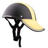 Maxbell Motorcycle PU Leather Helmet Hat Cap Motocross Half Open Face Visor Yellow - Aladdin Shoppers