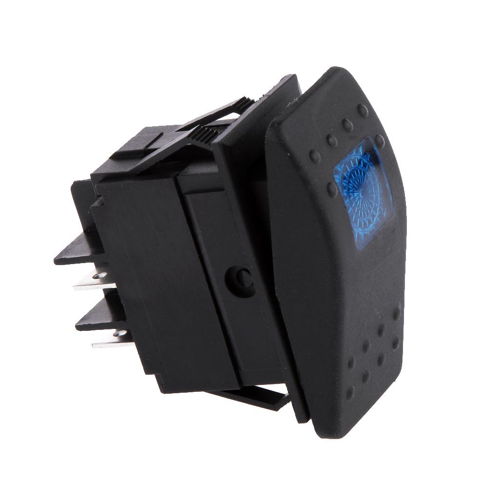 Maxbell 4 Pin Waterproof 12V 20A Bar Rocker Toggle Switch LED Light Car Boat Blue