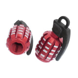 Maxbell 4x2pcs Grenade Shape Tire Tyre Valve Dust Caps for Car Motorcycle Bike -Red
