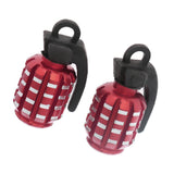Maxbell 4x2pcs Grenade Shape Tire Tyre Valve Dust Caps for Car Motorcycle Bike -Red