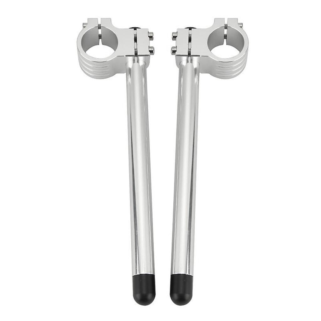 Maxbell Universal 36mm CNC Fork Clip-ons Handle Grip Handlebar for Motorcycle Silver