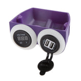 Maxbell Maxbell 3.1A Dual USB Port Car Charger Power Outlet + Red LED Voltmeter Panel Purple