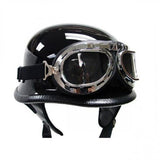 Maxbell 9xVintage Pilot Chrome Motorcycle Bike Sport Half Helmet Goggles Clear