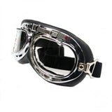 Maxbell 9xVintage Pilot Chrome Motorcycle Bike Sport Half Helmet Goggles Clear