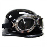 Maxbell 9xVintage Pilot Chrome Motorcycle Bike Sport Half Helmet Goggles Clear