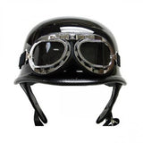 Maxbell 9xVintage Pilot Chrome Motorcycle Bike Sport Half Helmet Goggles Clear