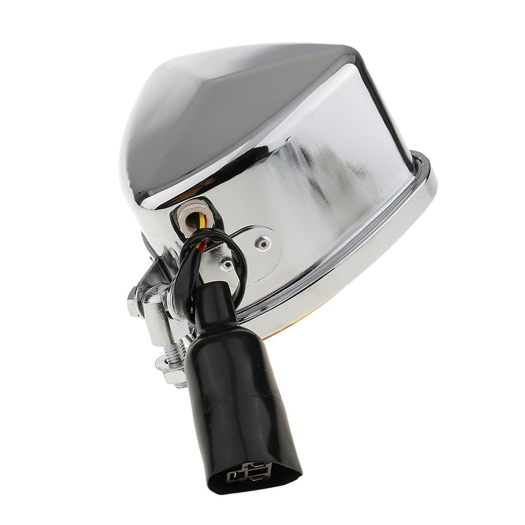 Retro Triangle Motorcycle Front Headlight and Yellow Glass for Harley Silver