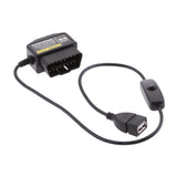 Maxbell 3xOBDII USB Female Power Charger Cable 16Pin Male Connector for GPS DVR New