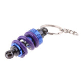 Maxbell 3xUniversal Metal Motorcycle Shock Absorber Shape Key Chain Ring - Purple+Blue