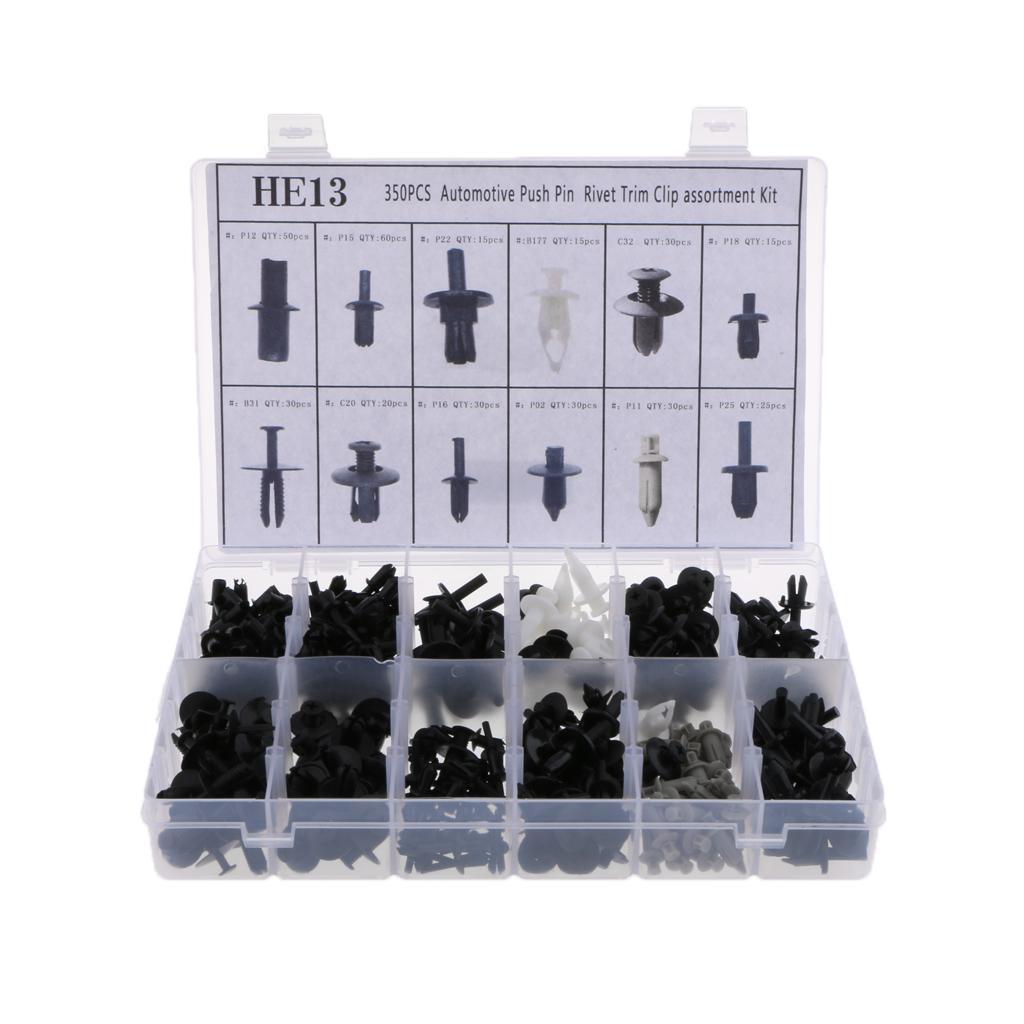 Maxbell 350 Piece Automotive Plastic Push Pin Rivet Trim Clip Panel Body Interior Assortment with Storage Box