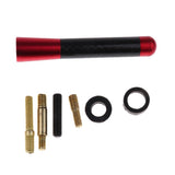 Maxbell 2x8cm Carbon Fiber Style Universal Car Stubby Antenna Decoration+Screw Red