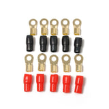 Maxbell 2x5 Pairs 4 AWG Car Audio Power Ground Wire Ring Terminal Connector Brass