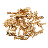Maxbell 2x50 Pieces Brass Crimp Terminal Cable Locking Female Spade Connector 6.3mm