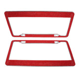 Maxbell 2Pcs 12"x6" License Plate Frame w/8X Rhinestone Screws Fasteners Red