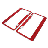 Maxbell 2Pcs 12"x6" License Plate Frame w/8X Rhinestone Screws Fasteners Red