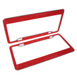 Maxbell 2Pcs 12"x6" License Plate Frame w/8X Rhinestone Screws Fasteners Red