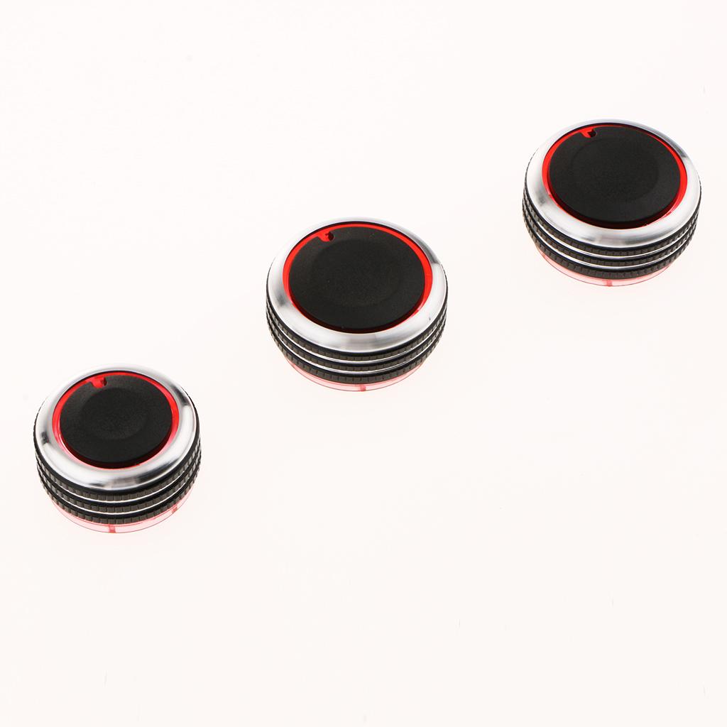 Maxbell 3pcs Air Conditioning AC Panel Control Switch Knob for 02-16 VW Polo Black
